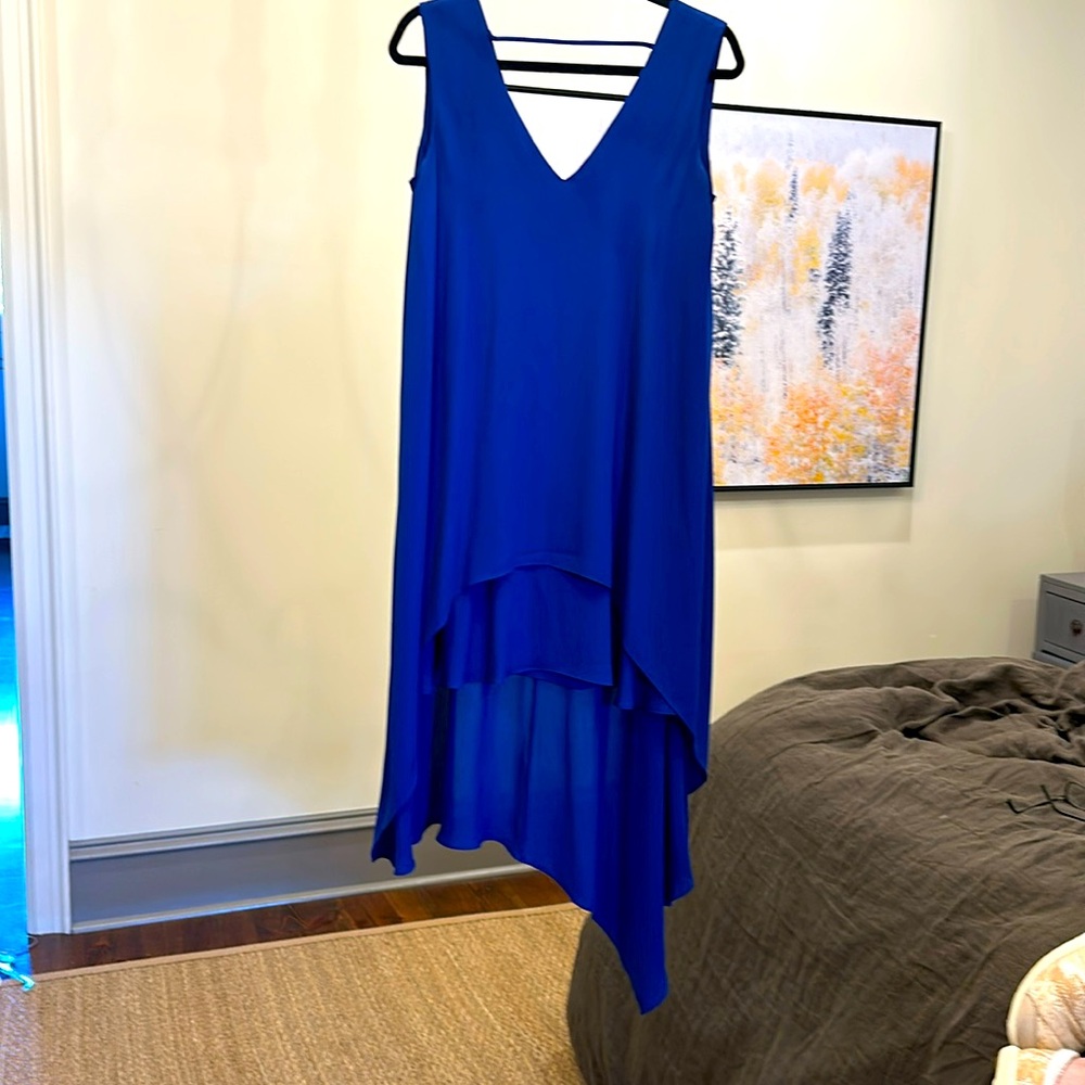 BCBG Maxazria cobalt blue midi cocktail dress, size S